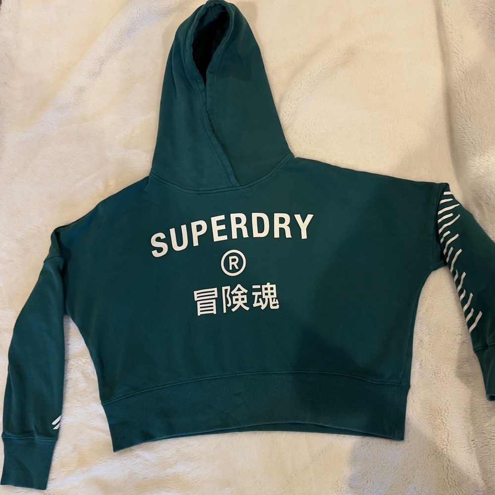 Superdry Green Hoodie Sweater (Size 8)